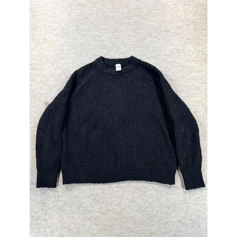 Anko Ribbed Knit Sweater Womens 6-8 Black Crew Neck Raglan Sleeve Streetwear